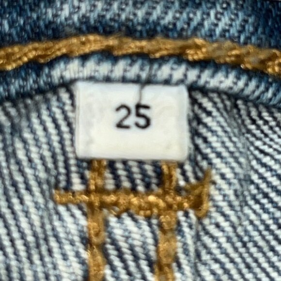 DAZE TOUGH LOVE DOUBLE CUT PEEK-A-POO WAISTBAND BLUE DENIM JEANS - SIZE 25 - Picture 12 of 14